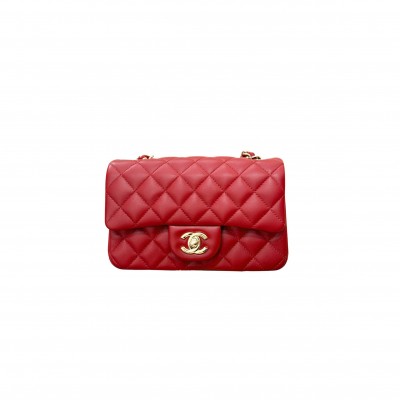 CHANEL LAMBSKIN QUILTED MINI DOUBLE FLAP DARK A01116 (20*12*7cm)